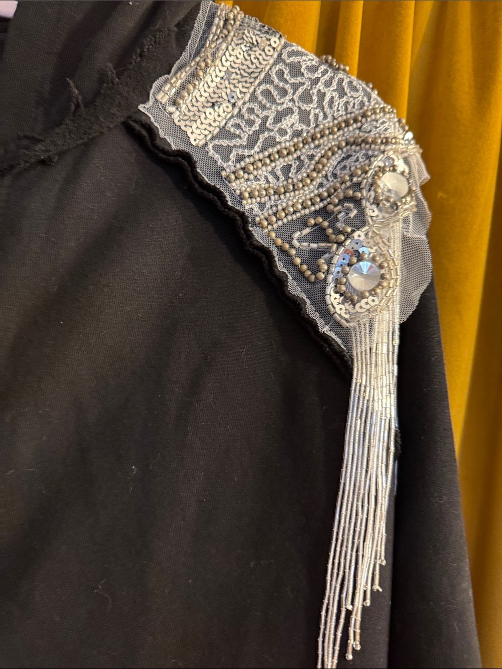 Oli & Hali Black Zip Hoodie with Silver Bead Fringe - Picture 4 of 6